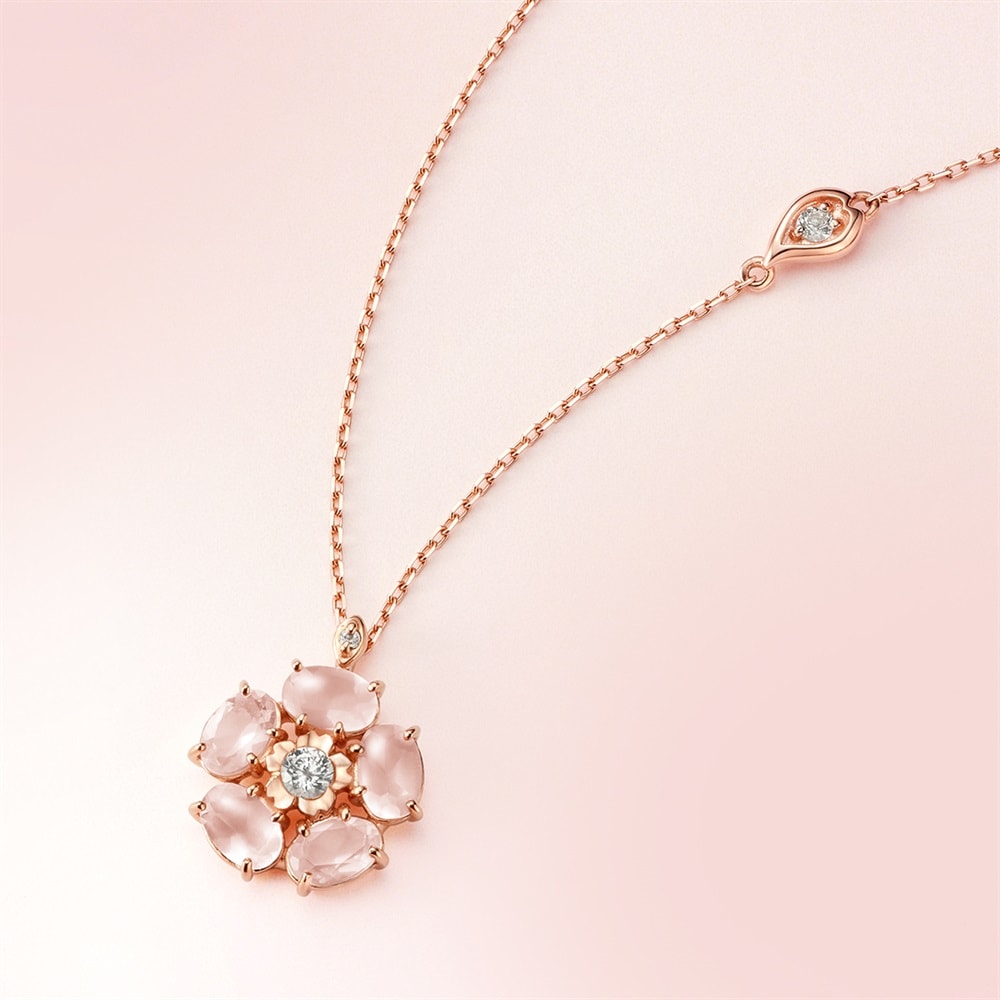 シルバー ローズクォーツ ネックレス