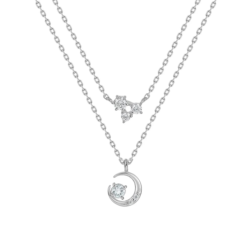 シルバーアクアマリンネックレス2本セット ¥24,200