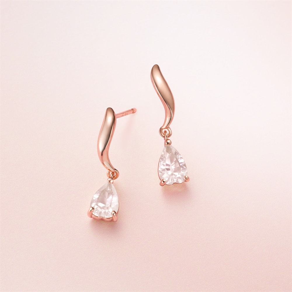 シルバー ローズクォーツ ピアス