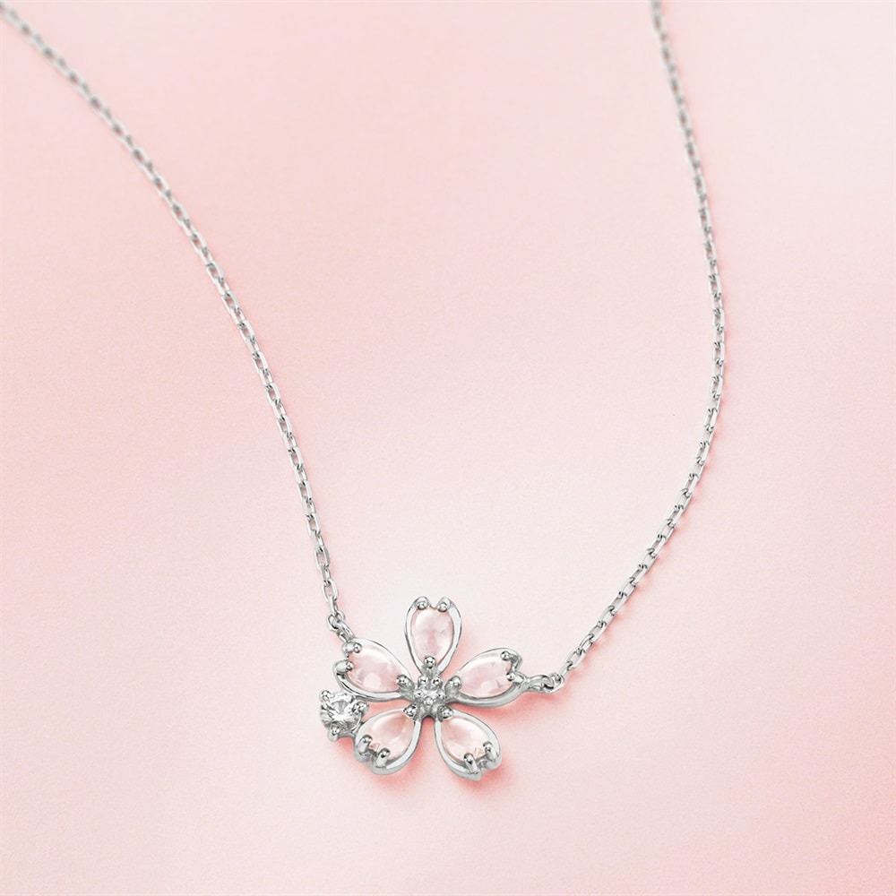 シルバー ローズクォーツ ネックレス