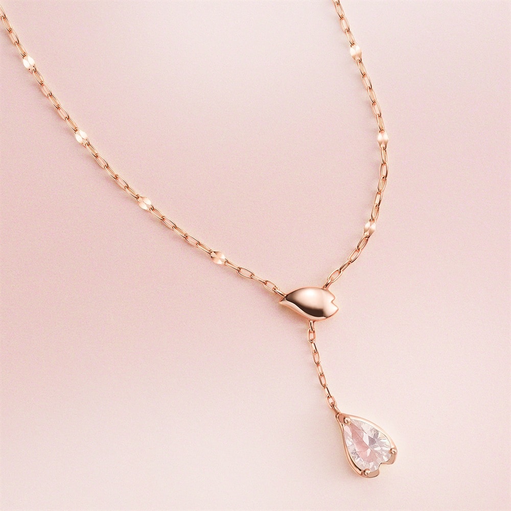 K10ピンクゴールド ローズクォーツ ネックレス