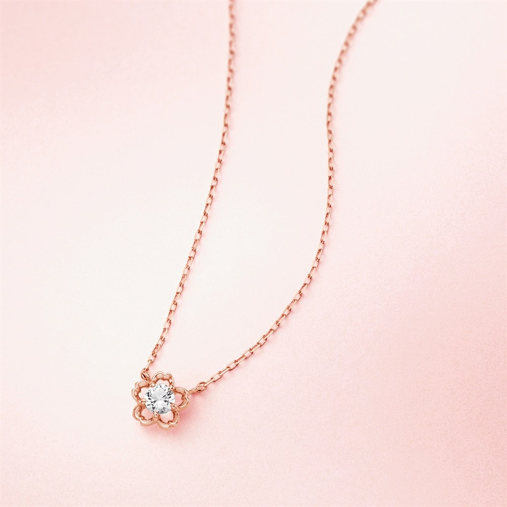 K10ピンクゴールド ホワイトトパーズ ネックレス