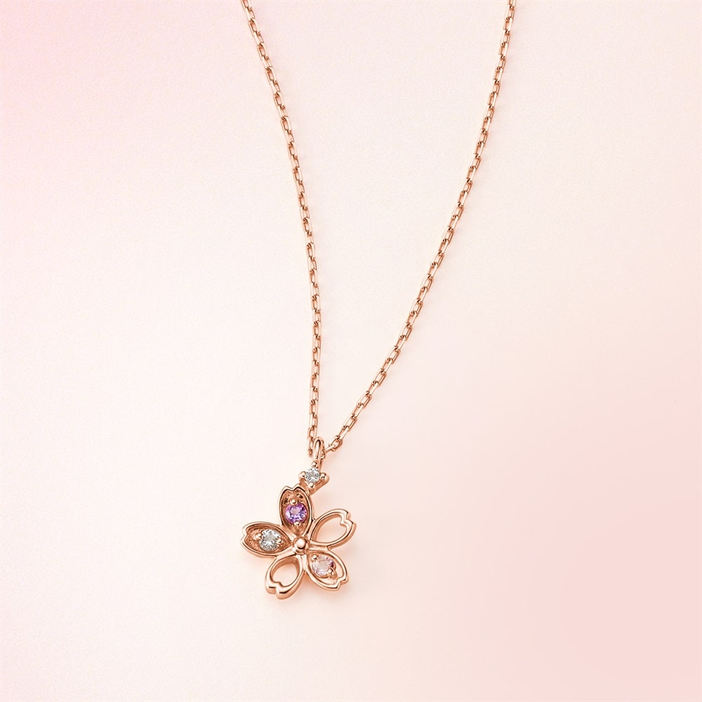 K10ピンクゴールド アメシスト ピンクトルマリン ホワイトトパーズ ネックレス