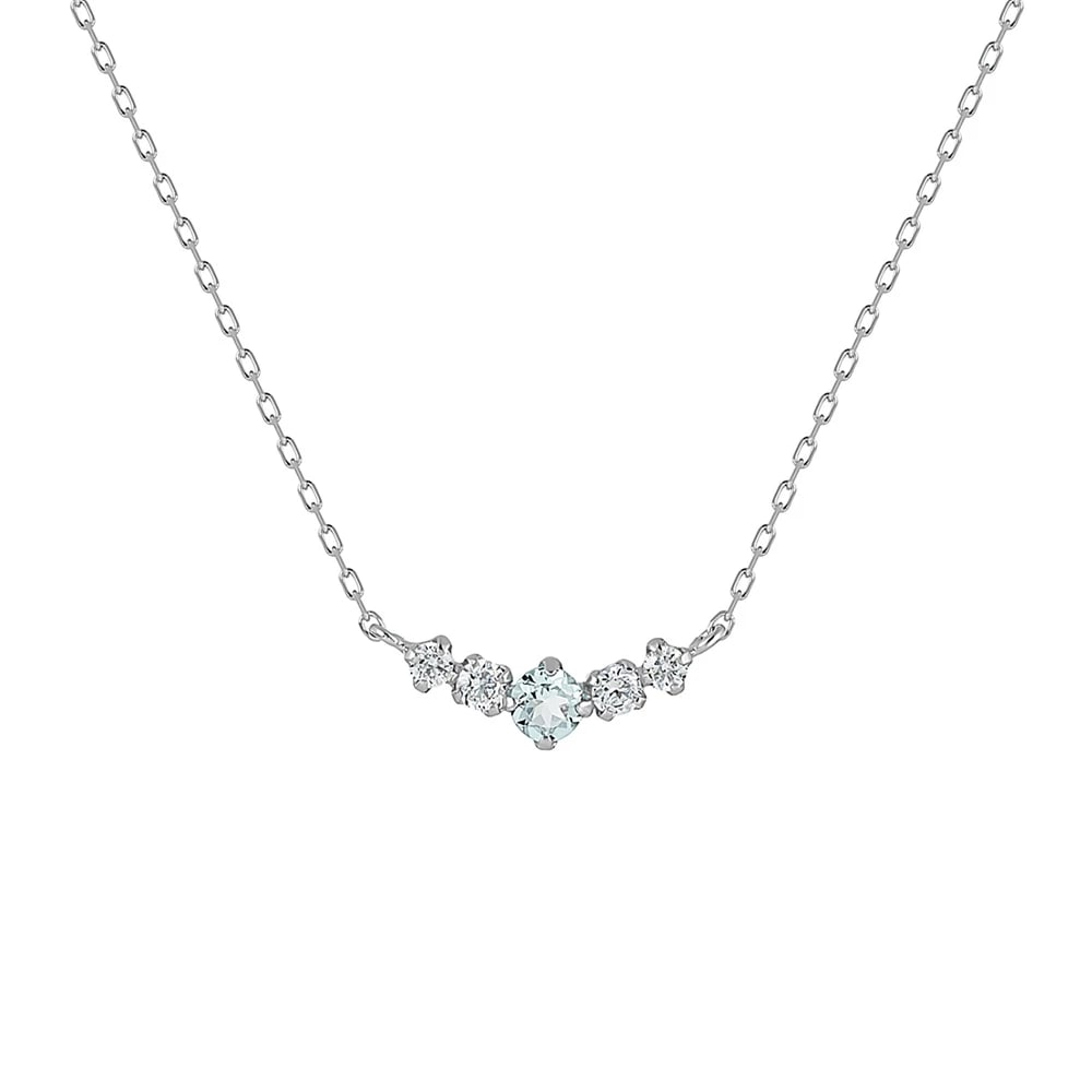 K10ホワイトゴールドアクアマリンネックレス ¥35,200