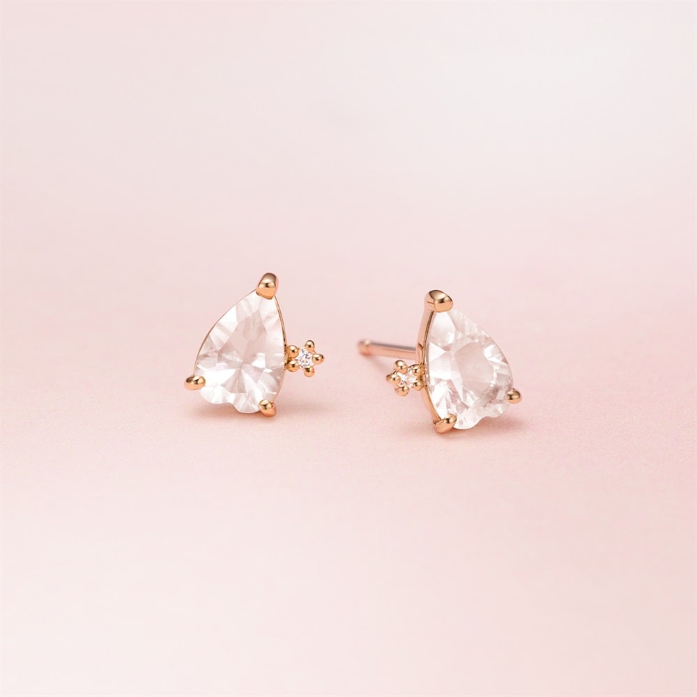 K10ピンクゴールド ローズクォーツ ピアス