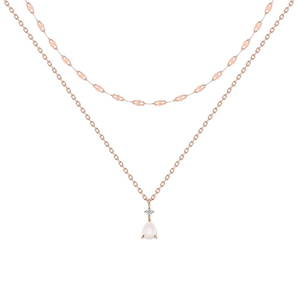 シルバー ムーンストーン ネックレス2本セット ¥28,600