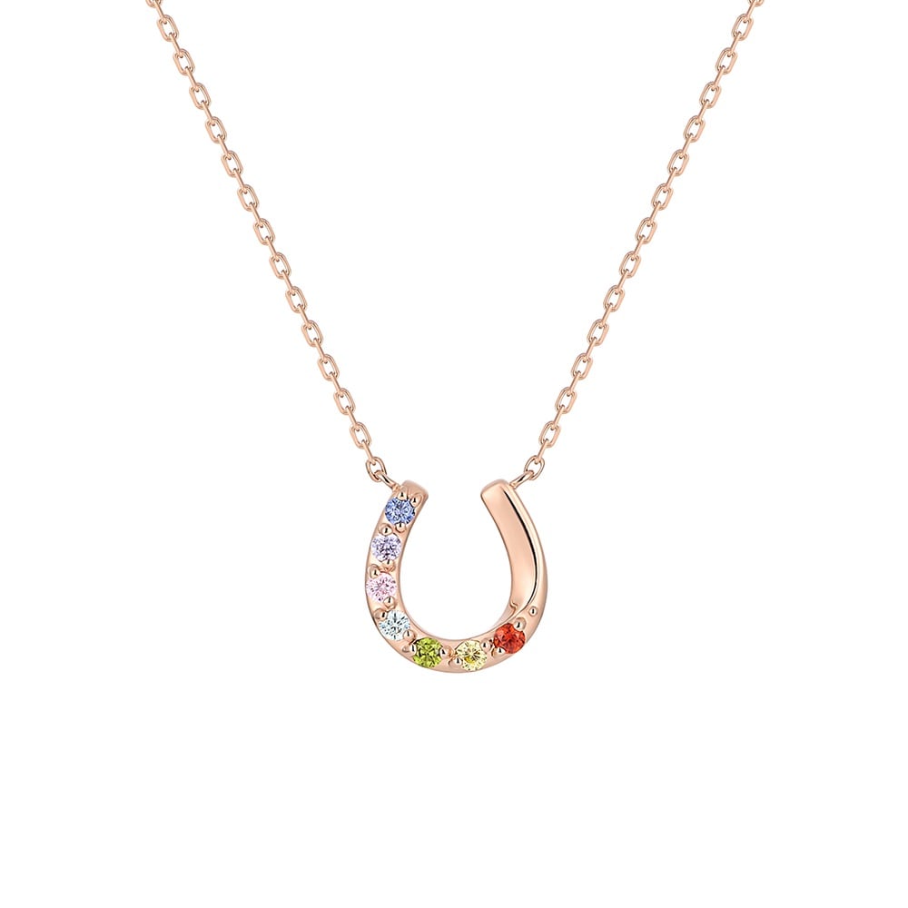 ７色カラーの馬蹄のシルバーネックレス ￥13,200