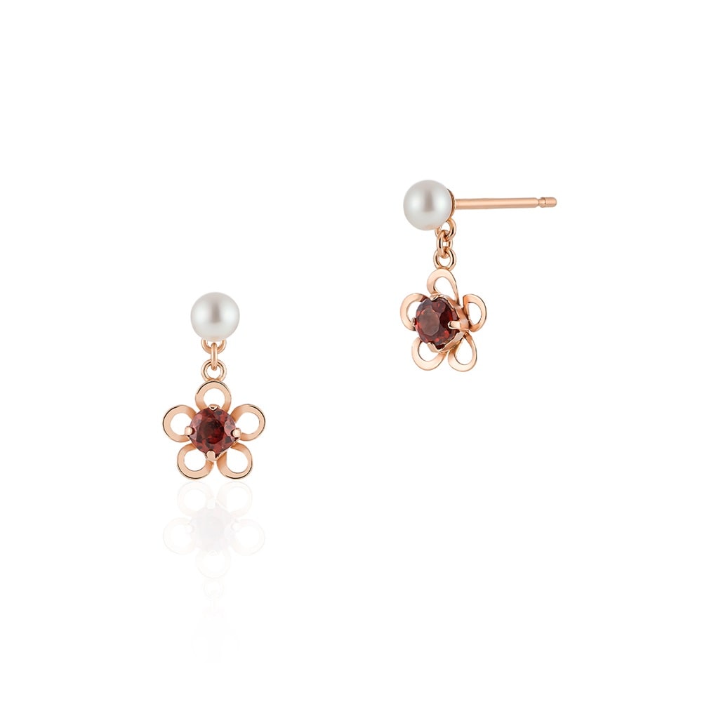 松竹梅モチーフのK10ピンクゴールドピアス ￥19,800