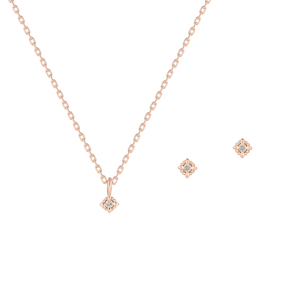 シルバー×ダイヤモンドネックレス＆ピアスセット ¥18,700