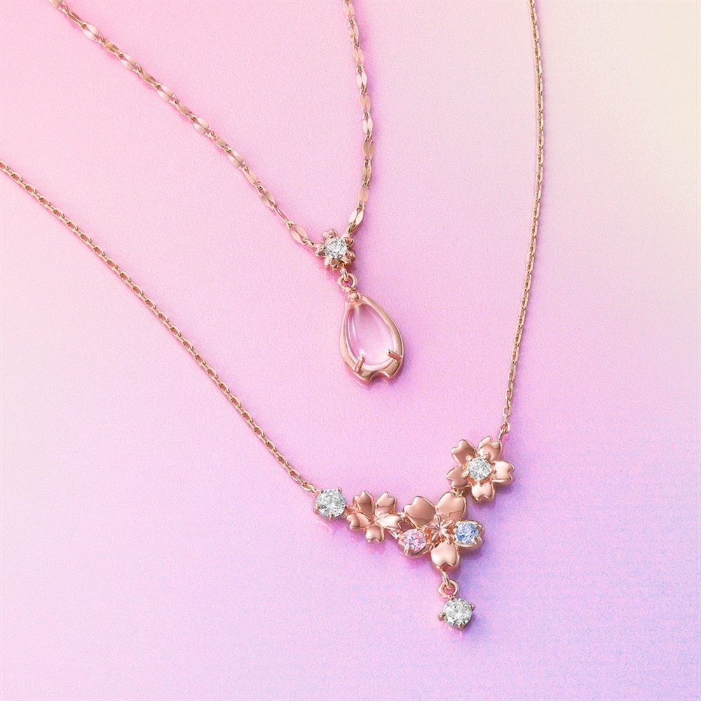 シルバーローズクォーツネックレス2本セット ¥24,200