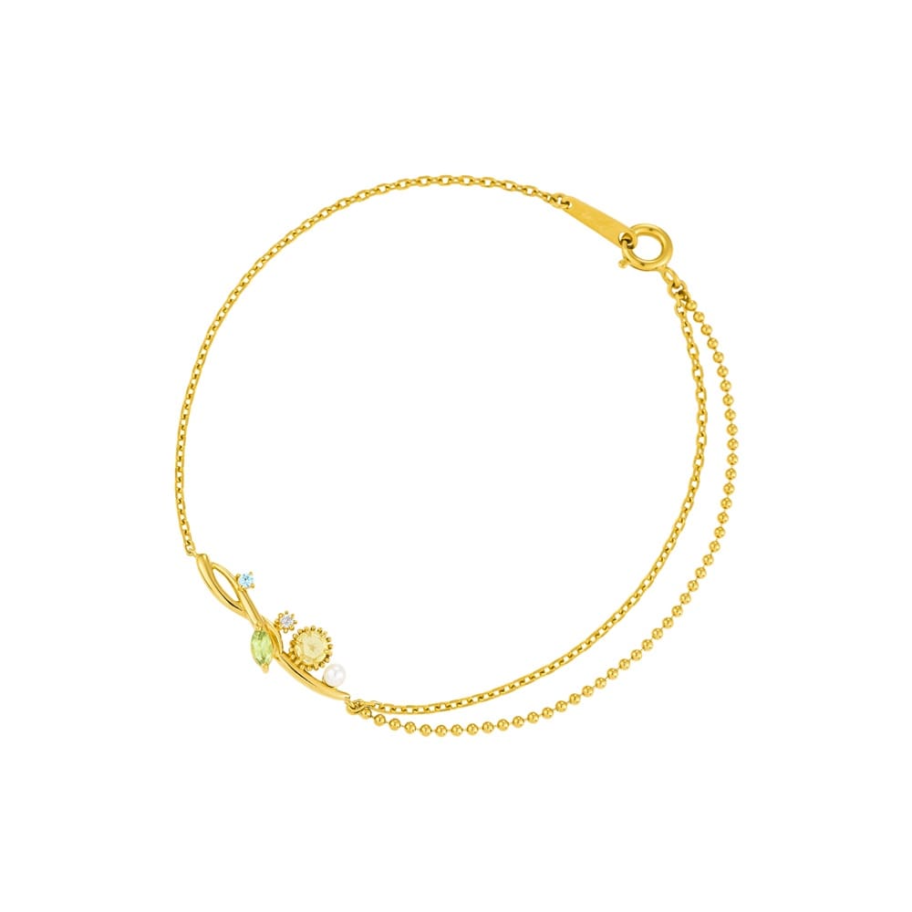 シルバーペリドットレモンクォーツ淡水パールブレスレット ¥14,300