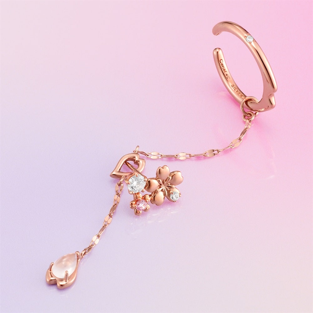 シルバーローズクォーツピアス＆イヤーカフセット ¥20,900