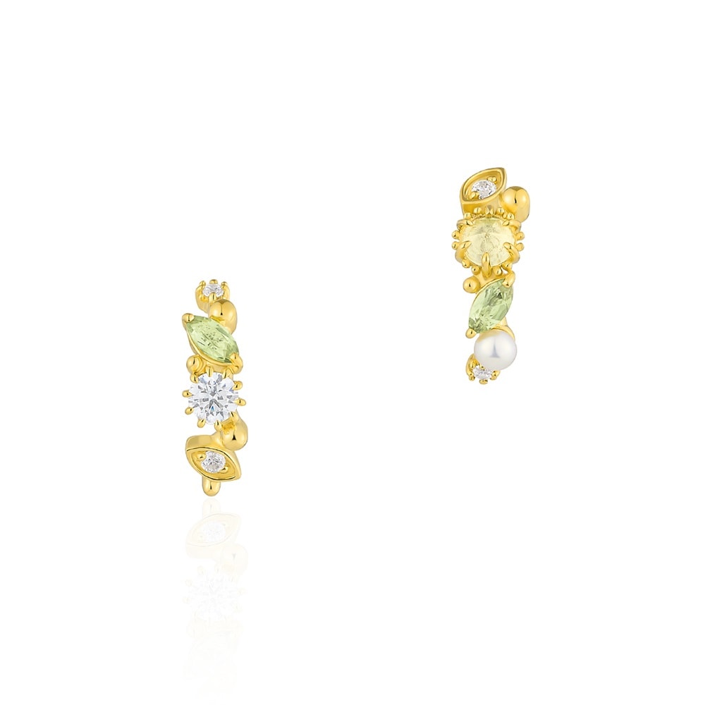 シルバーペリドットレモンクォーツ淡水パールピアス ¥19,800