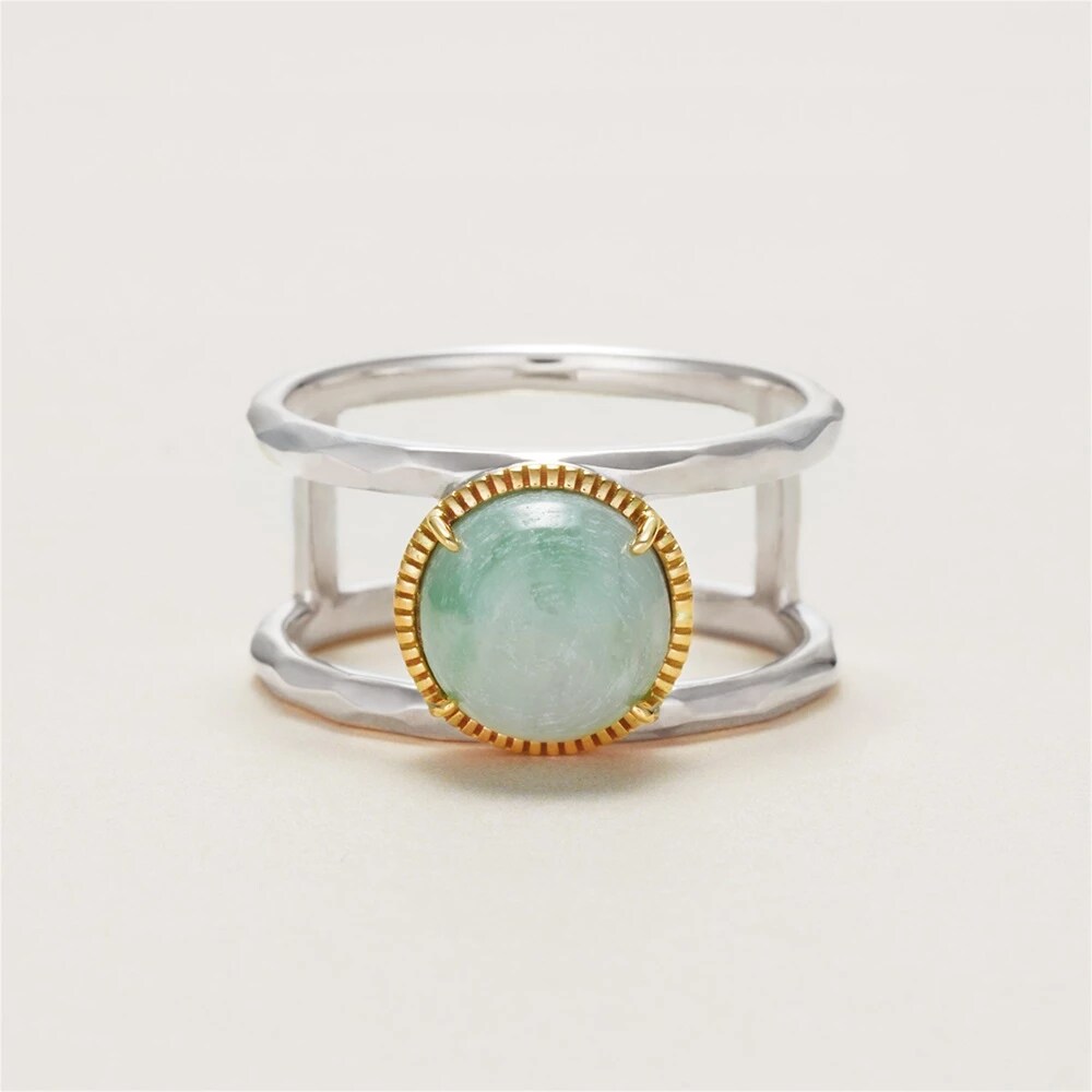 K10イエローゴールド/シルバージェダイトリング ¥59,400