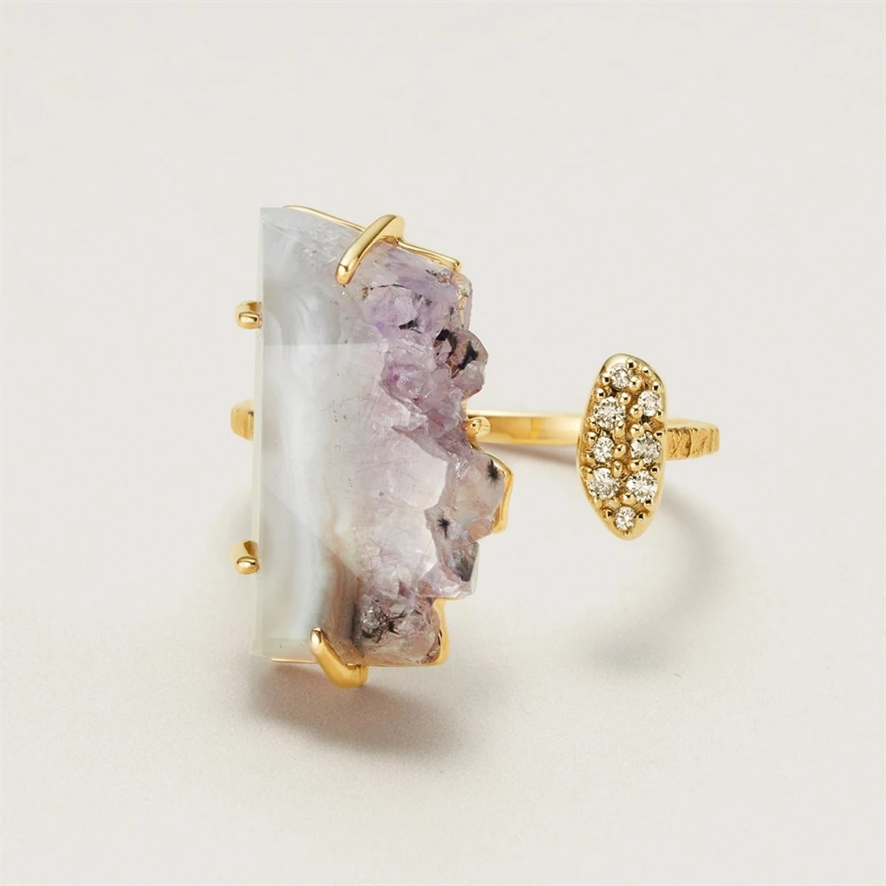 K10イエローゴールドアゲートダイヤモンドリング ¥132,000