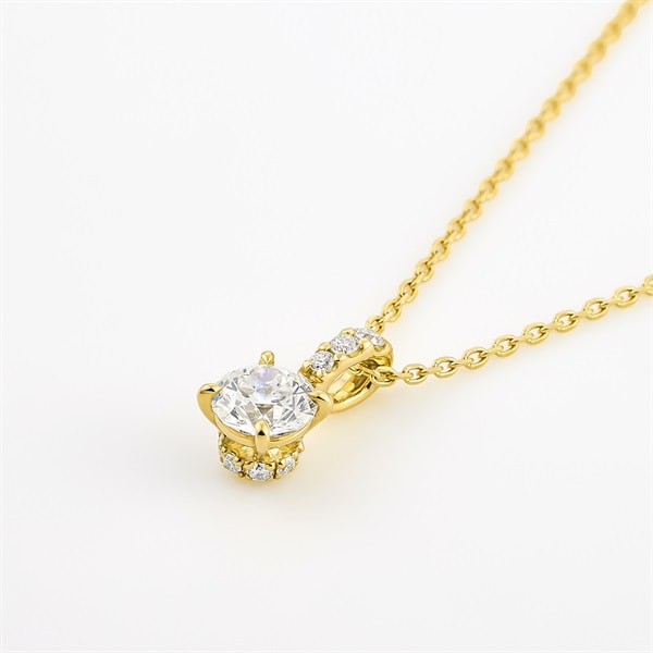 新曲K18YGダイヤモンドネックレス0.30ct 47cm イエローゴールド 新曲