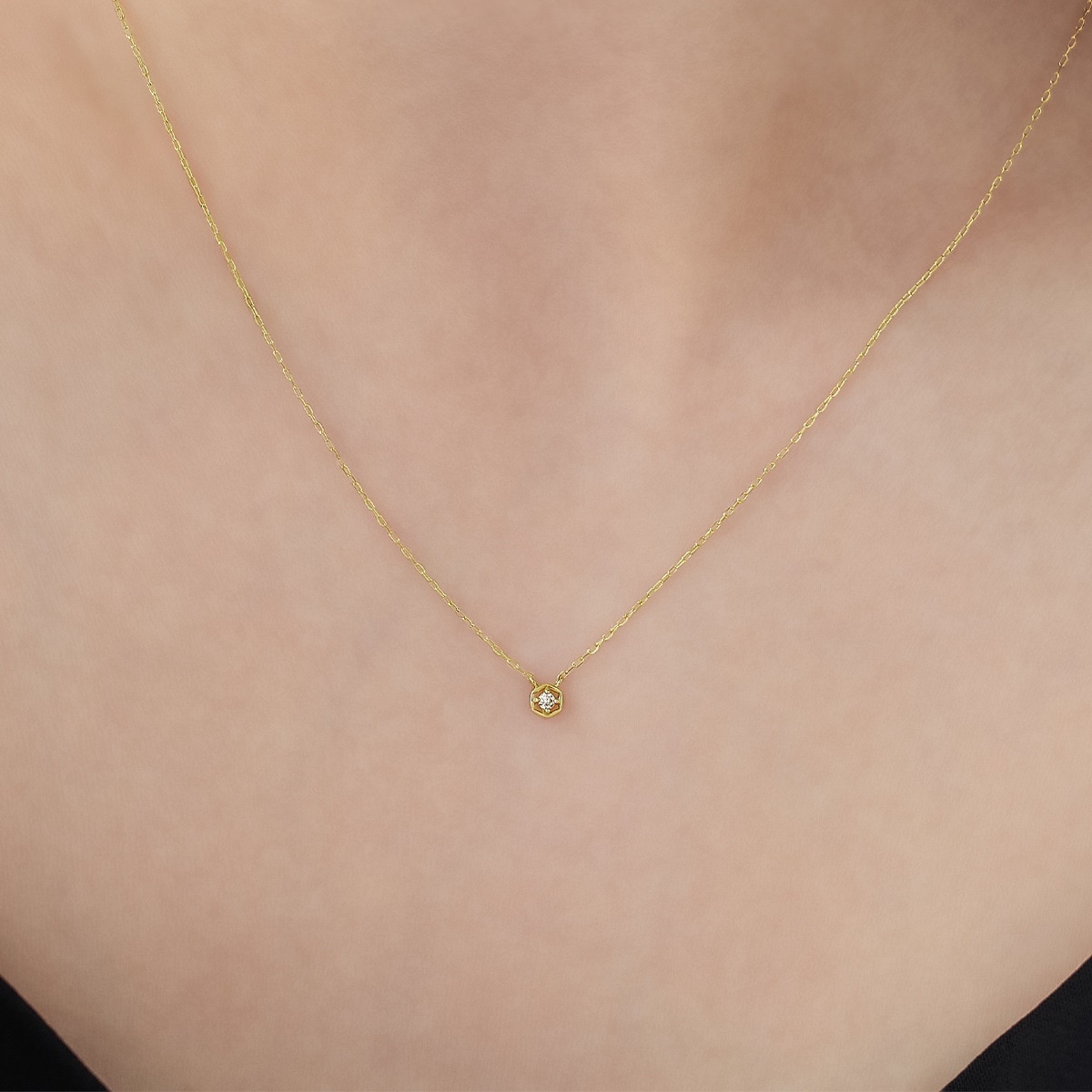 け*こ様 K18 ネックレス ダイヤモンド K18ネックレス(イエローゴールド/4月誕生石/鑑別書付き