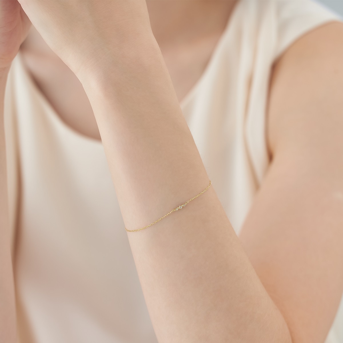 flank and easy K10 イエローゴールド ブレスレット K10 gold delicate chain bracelet | frank and easy